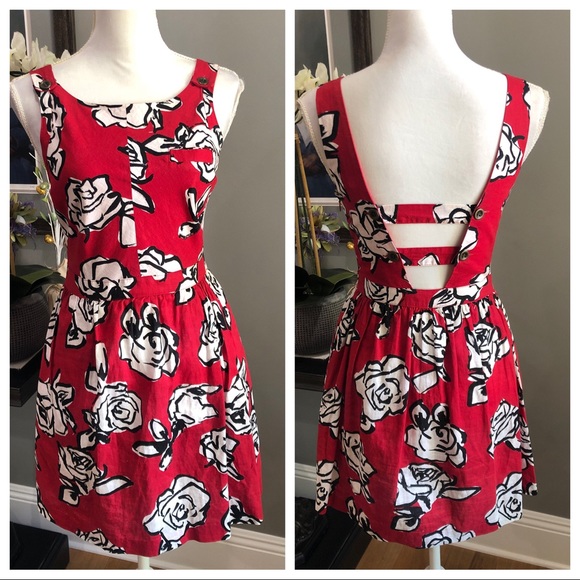 Urban Outfitters Dresses & Skirts - UO Cooperative Linen Blend Floral Dress Red Small